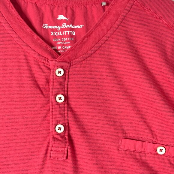 Tommy Bahama Schooner Stripe Short Sleeve Pocket Henley T Shirt XXXL 3XL Red - Picture 2 of 6